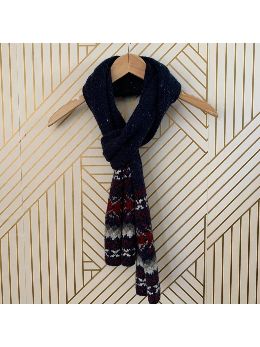 Tommy Hilfiger Fair Isle Wool & alpaca blend Scarf speckled navy red cozy wrap